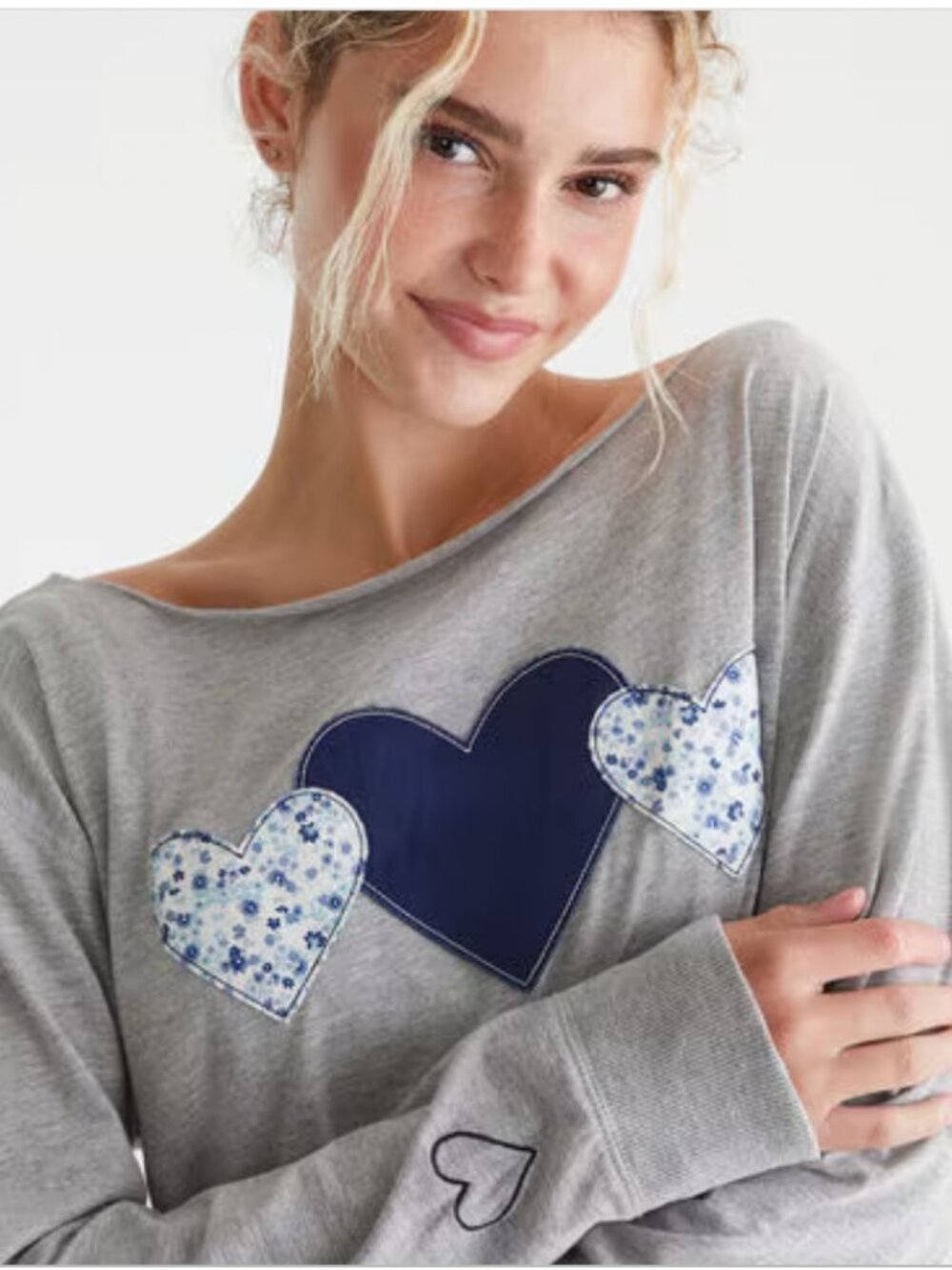 NWT Aeropostale Hearts Off-The-Shoulder‎ Tee Coquette Girl Cottagecore Size S
